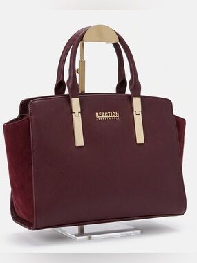 Kenneth Cole Reaction Baked Apple Medium Satchel Bag | Textured Faux Leather